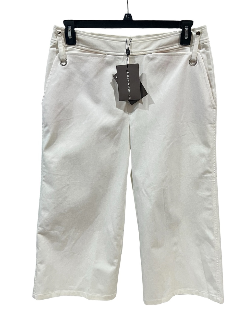 St. John Sport Wide Leg Cropped White Pants Size 12 NWT
